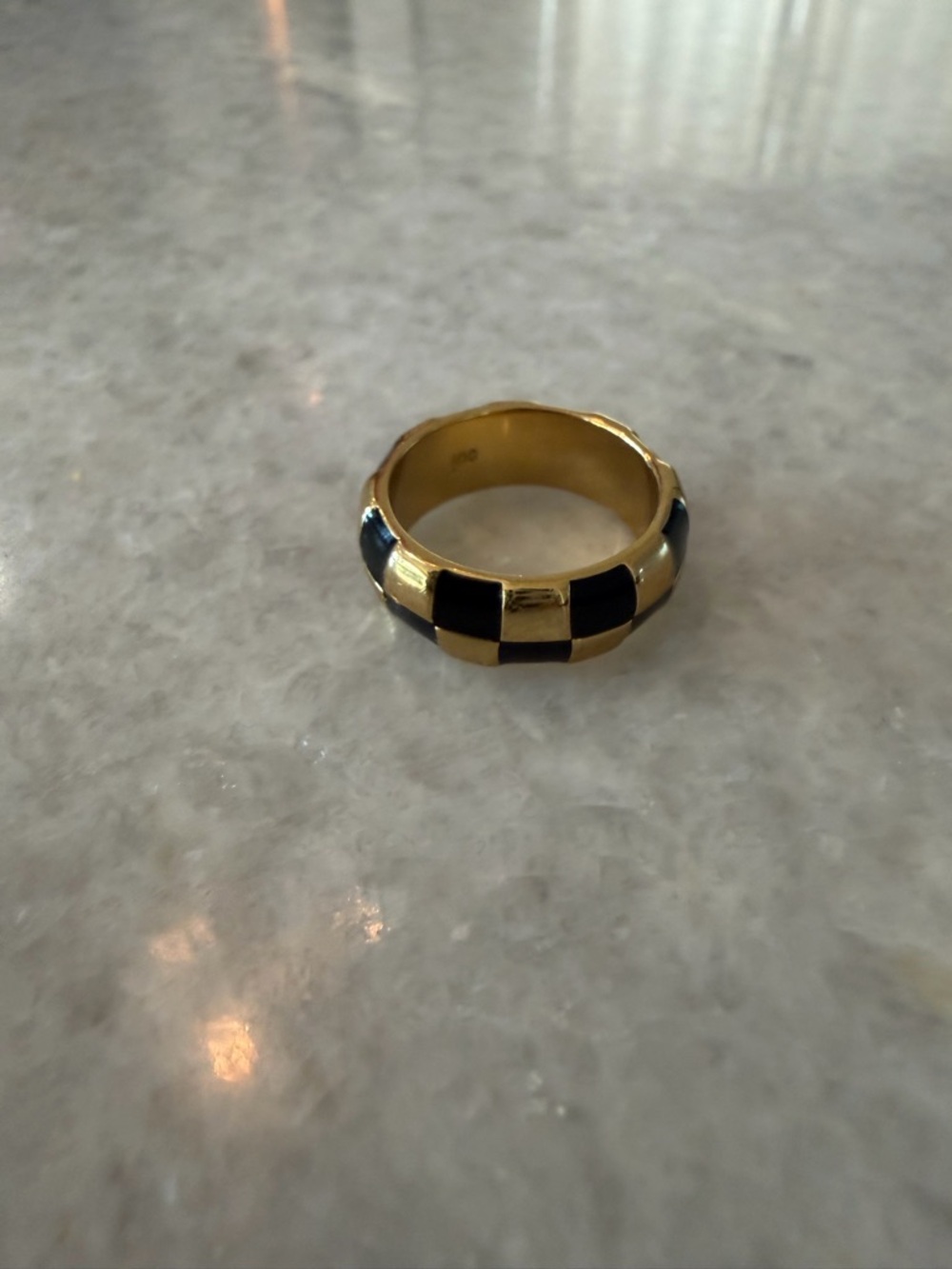 New with bag Clare V. 14k Gold Plated Ring with Black Enamel Panels - Picture 3 of 3